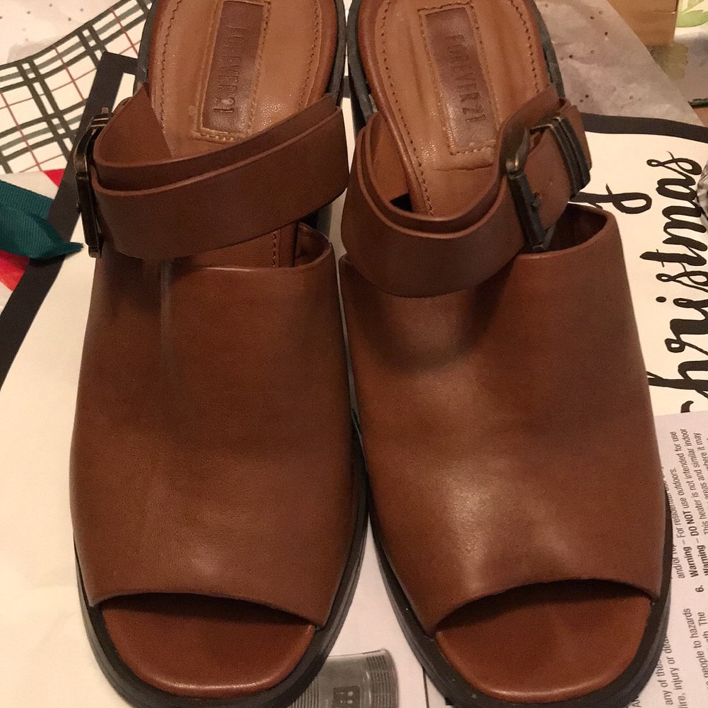Brown chunky heels